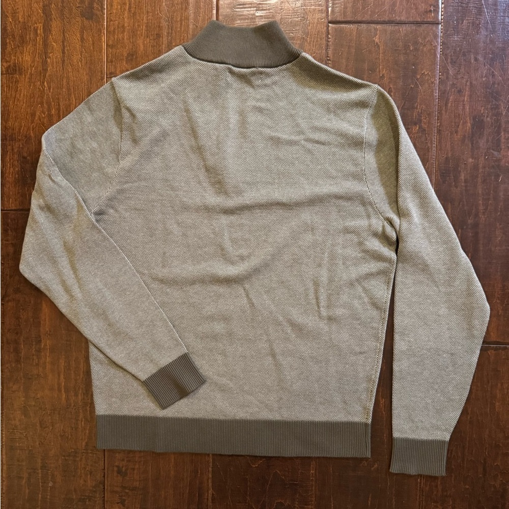 Hawker Rye Heathered Tuck Stitch 1/4 Zip Sweater Size Medium Green - Picture 6 of 6